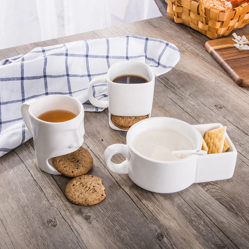Coffee Mug with Built-In Biscuit Holder