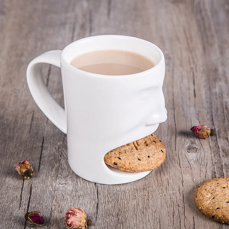Coffee Mug with Built-In Biscuit Holder