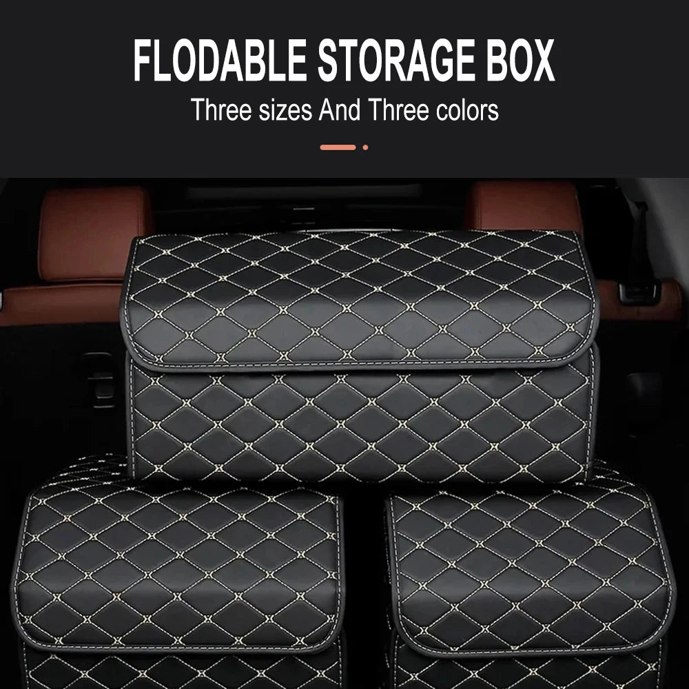 Folding Leather Car Trunk Organizer