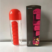 Portable Water Bottle with Daily Pill Organizer