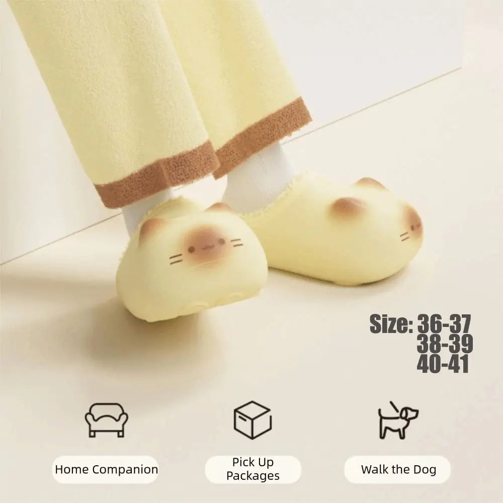 Cozy cat paw plush slippers