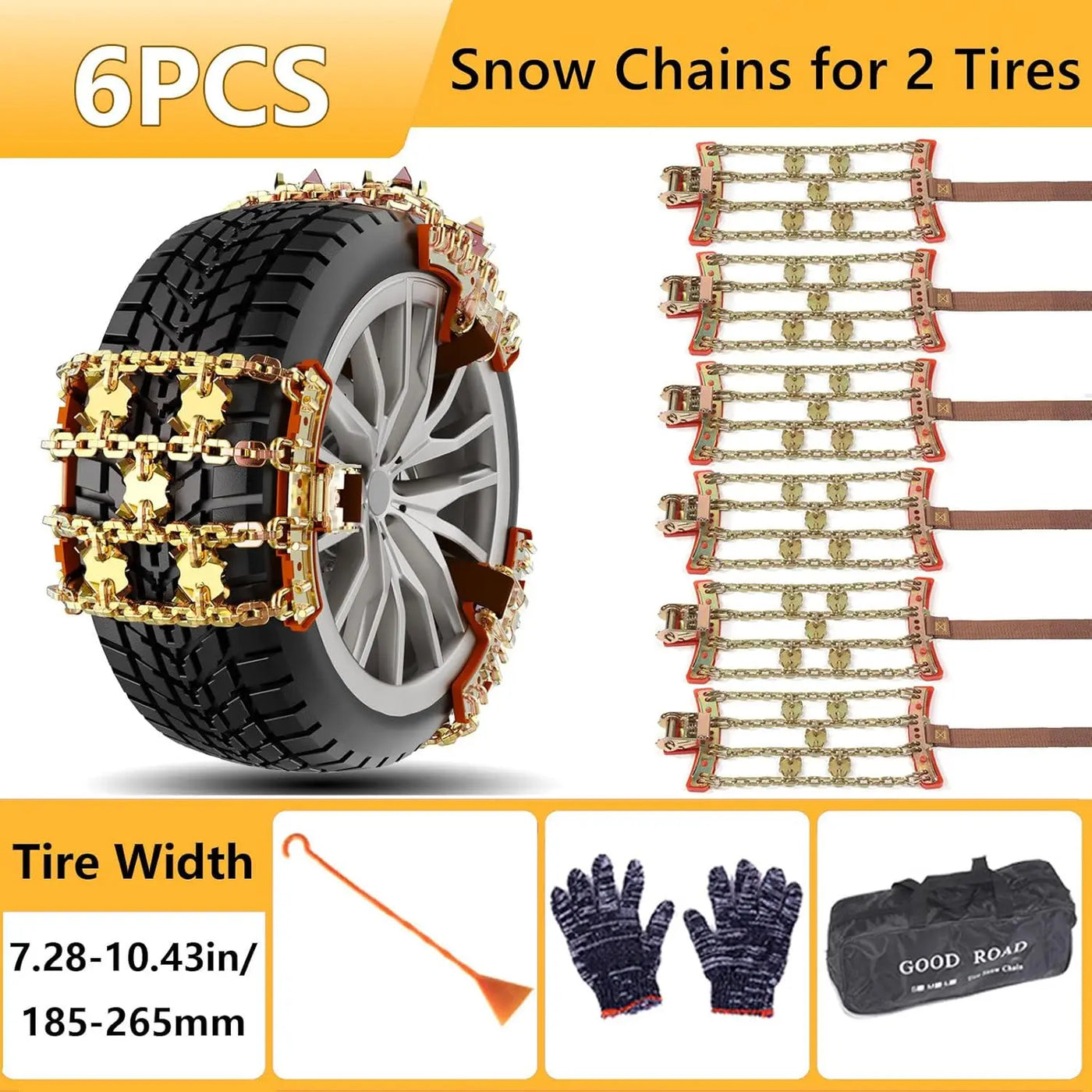 Emergency Snow Tire Chains – Universal Anti-Skid Grip