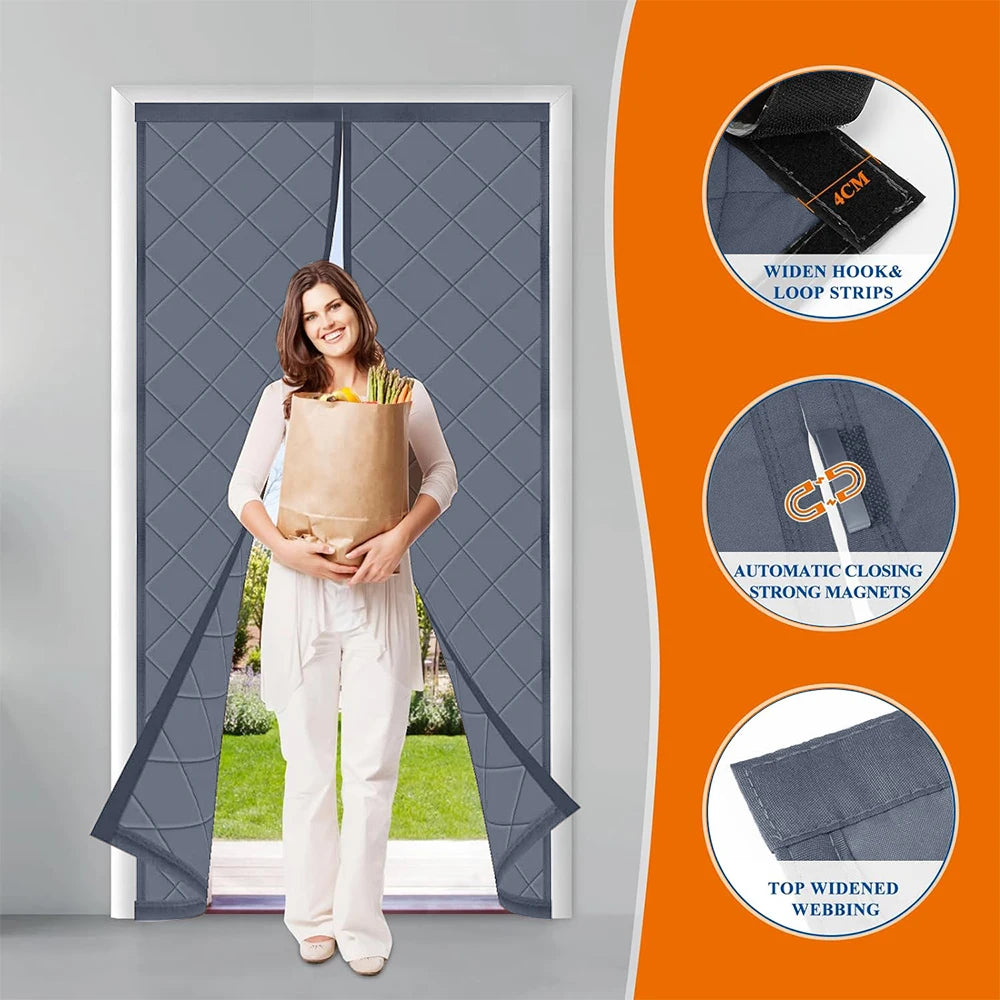 Magnetic Thermal Door Curtain Draft & Noise Blocker