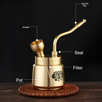 Artisan Brass Pipe Incense Burner Desk Decor
