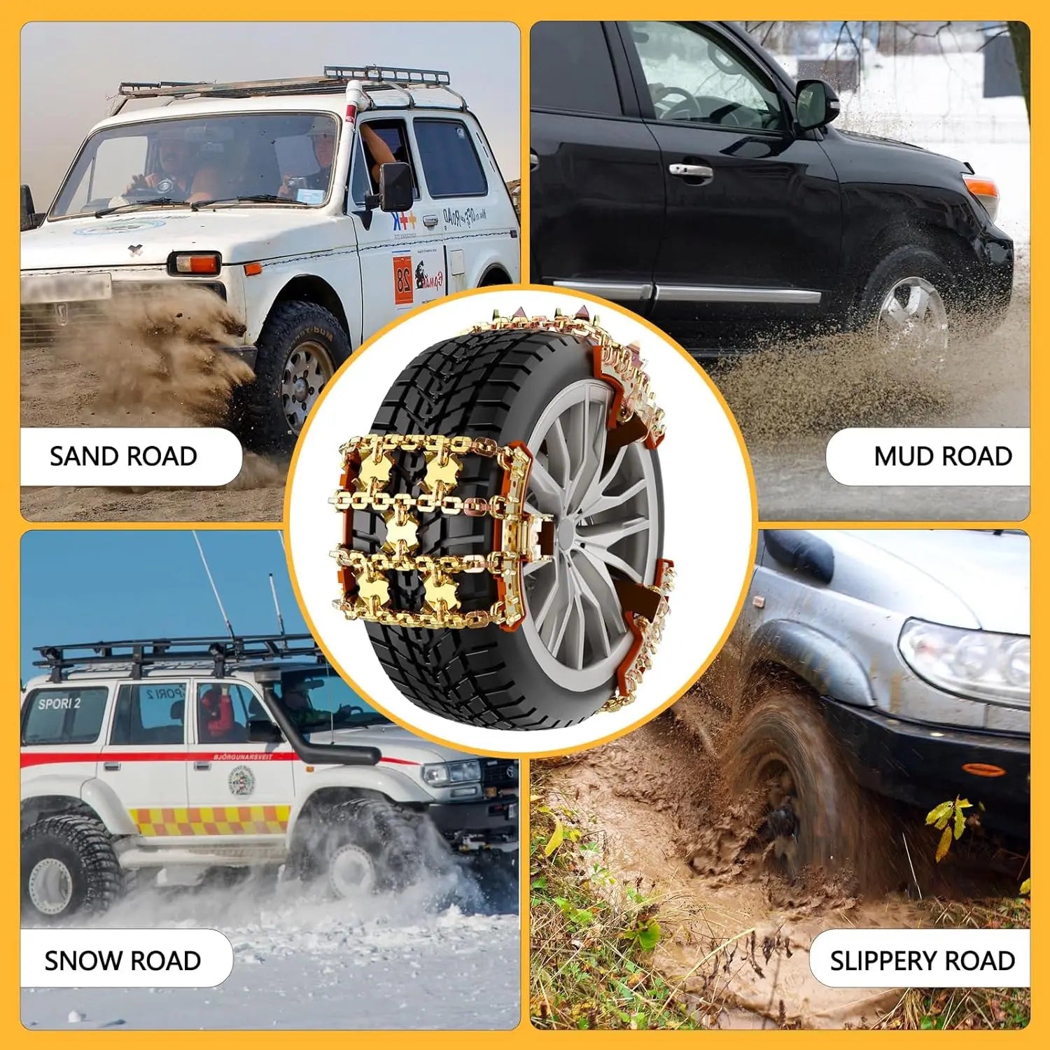 Emergency Snow Tire Chains – Universal Anti-Skid Grip