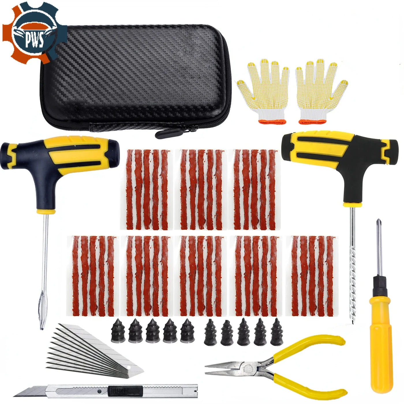 Complete Tire Repair Plug Kit with Case
