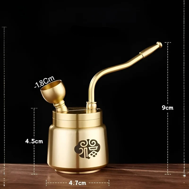 Artisan Brass Pipe Incense Burner Desk Decor