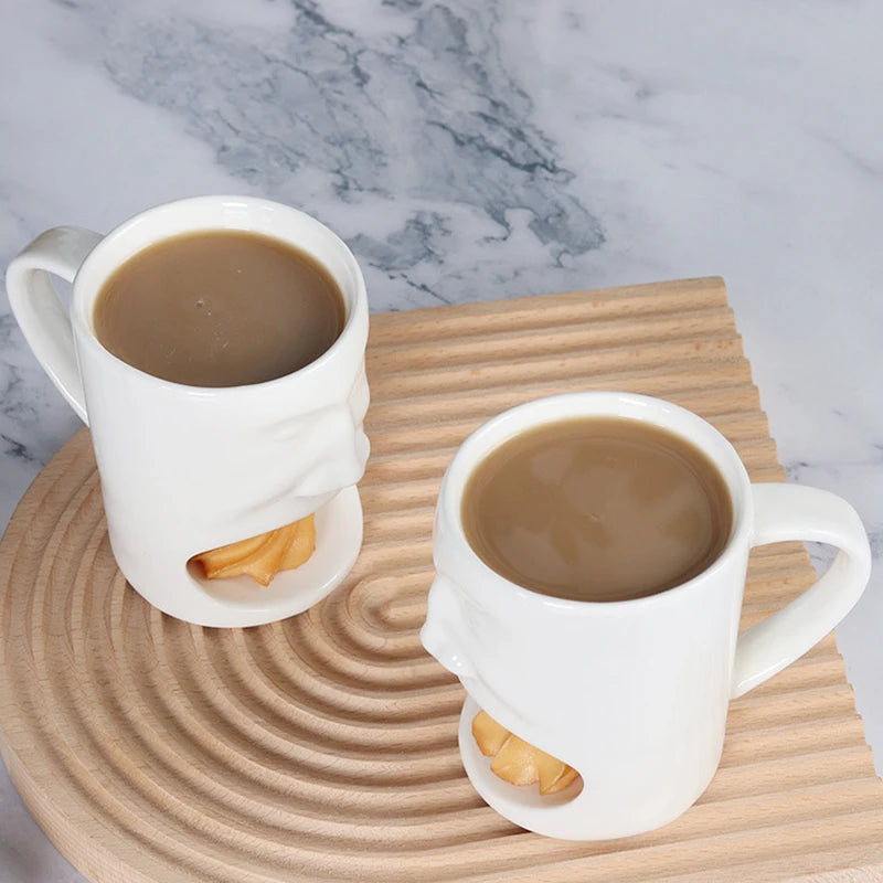 Coffee Mug with Built-In Biscuit Holder