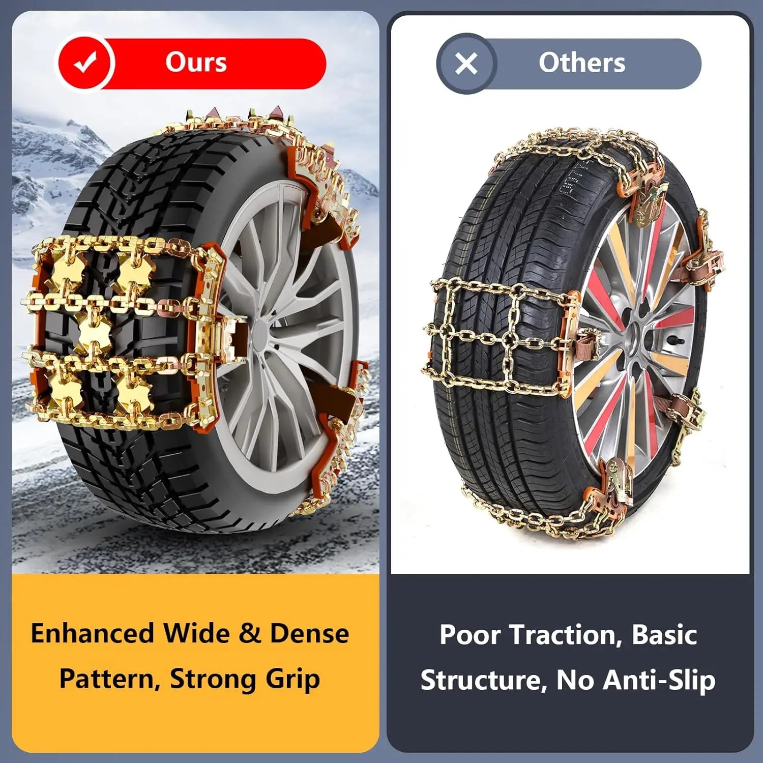 Emergency Snow Tire Chains – Universal Anti-Skid Grip