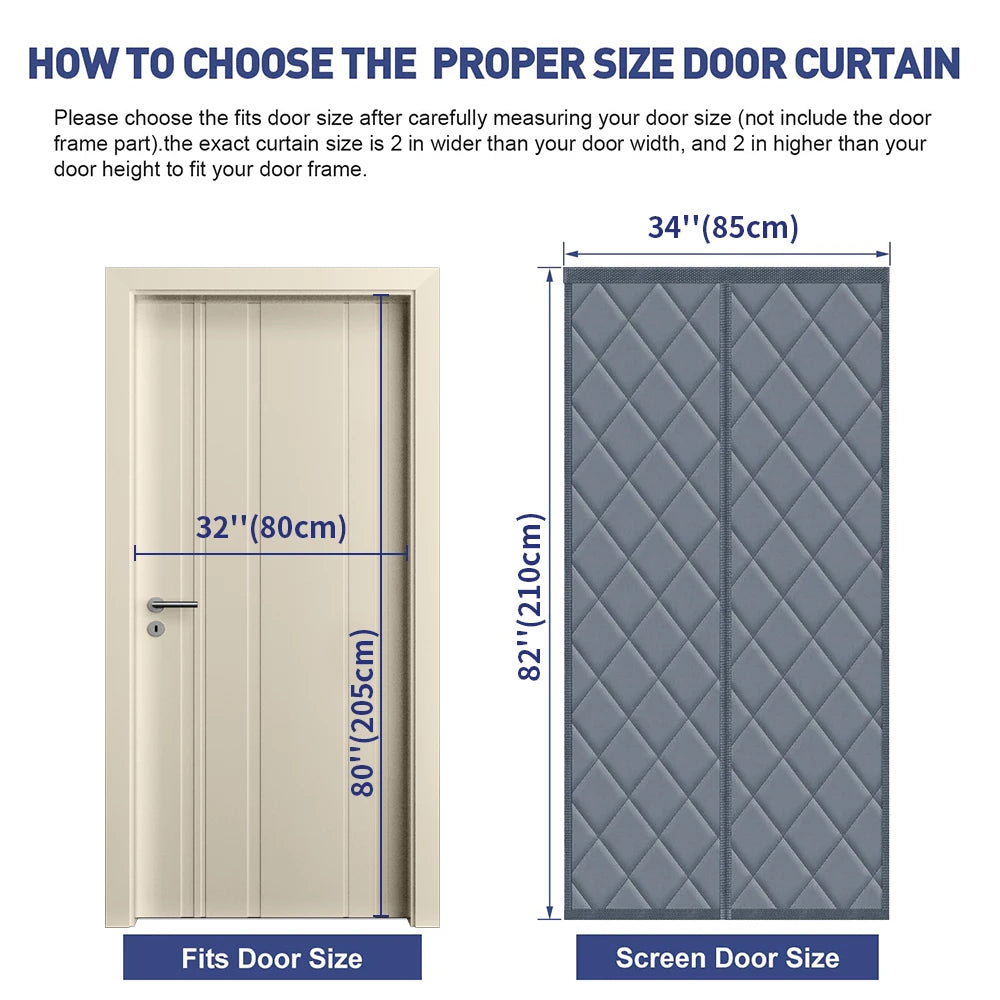 Magnetic Thermal Door Curtain Draft & Noise Blocker