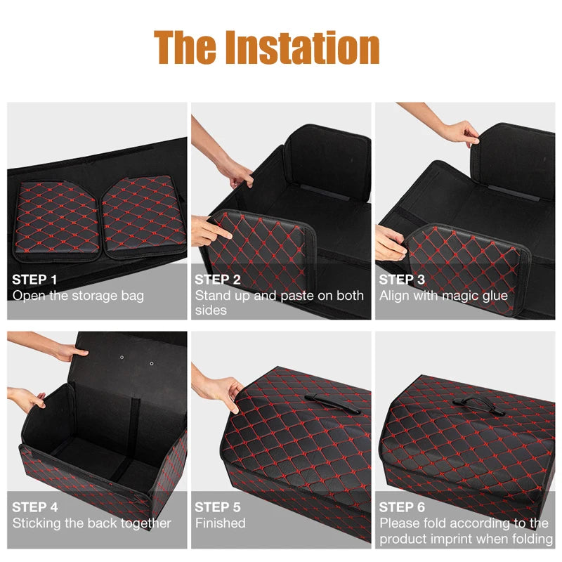 Folding Leather Car Trunk Organizer