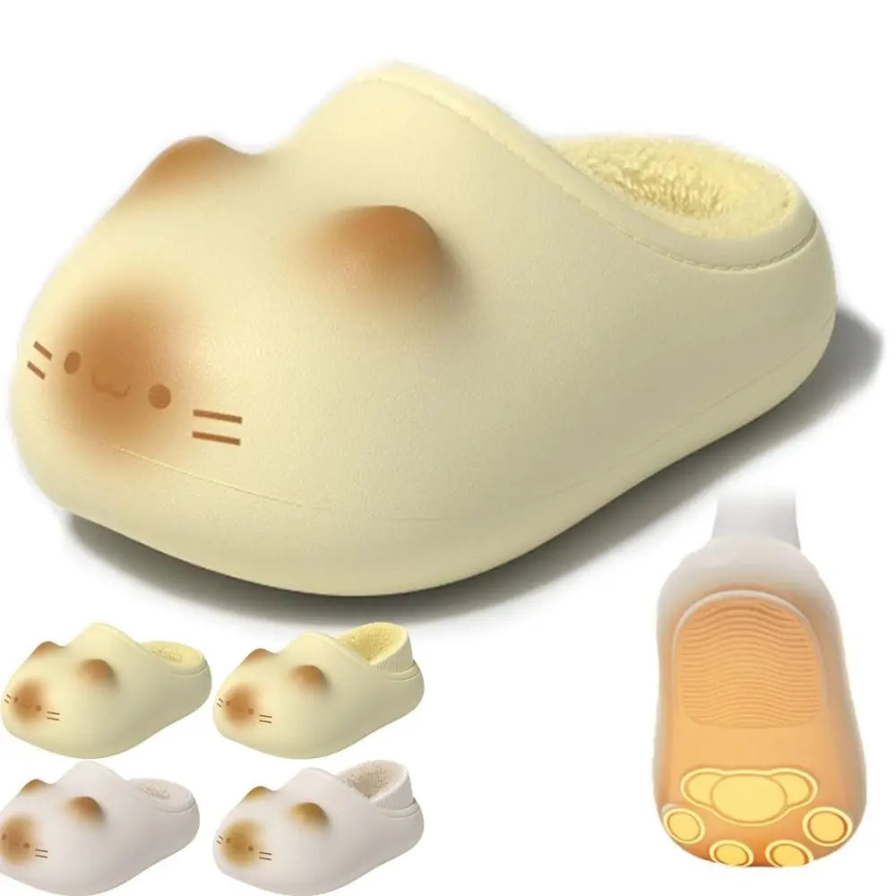 Pair of cozy cat paw plush slippers