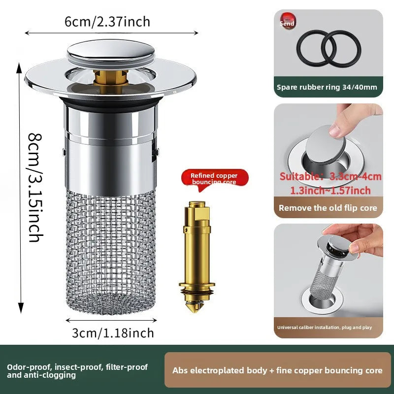 Universal Pop-Up Anti-Clog Sink Drain Filter