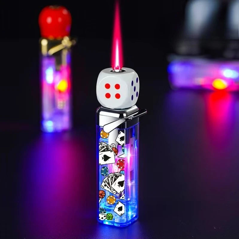 Rotating Dice LED Jet Flame Lighter - Windproof