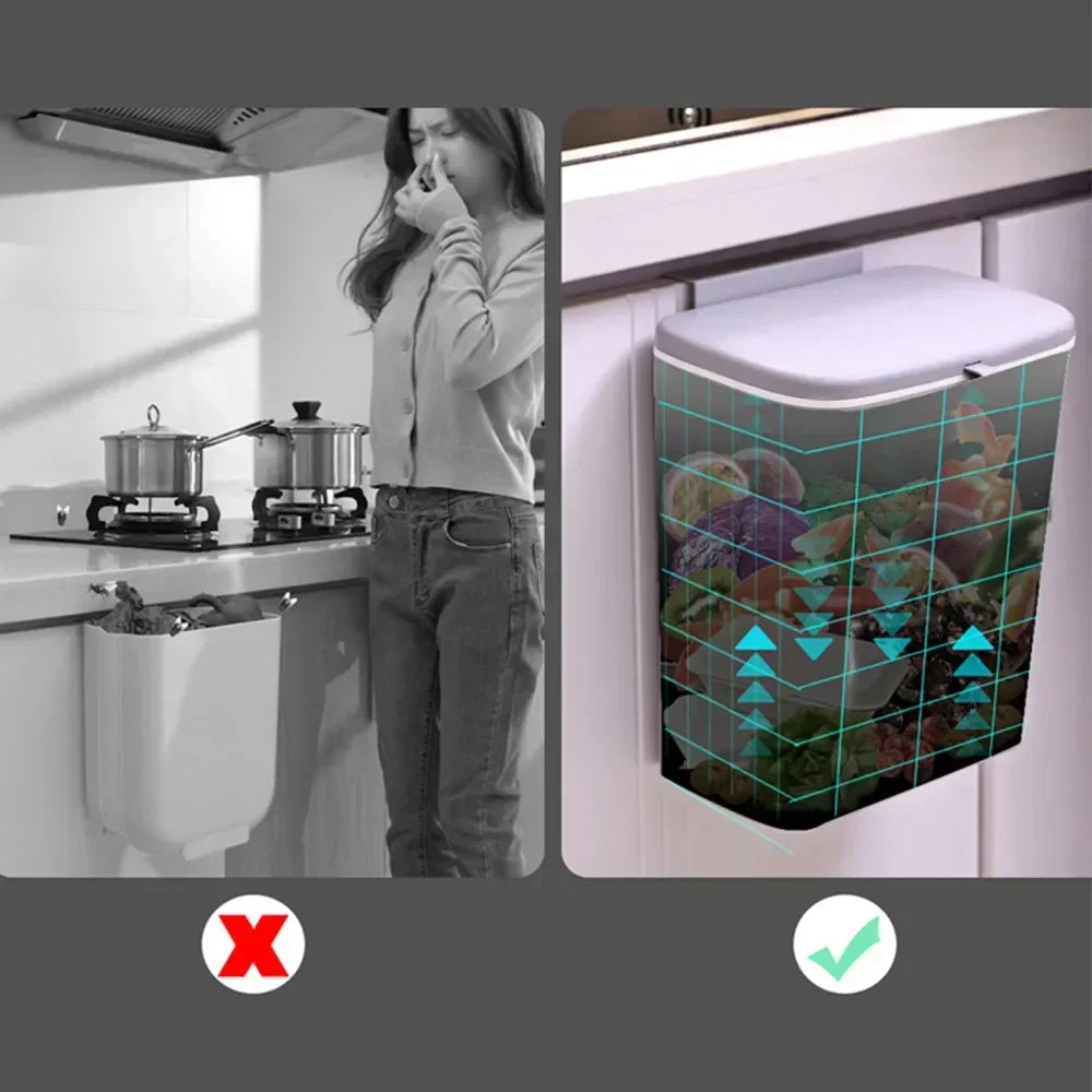 Space-Saving Wall-Mounted Smart Lid Trash Bin