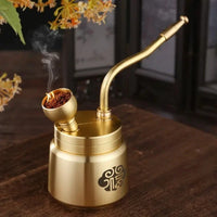 Artisan Brass Pipe Incense Burner Desk Decor