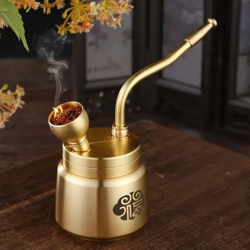 Artisan Brass Pipe Incense Burner Desk Decor