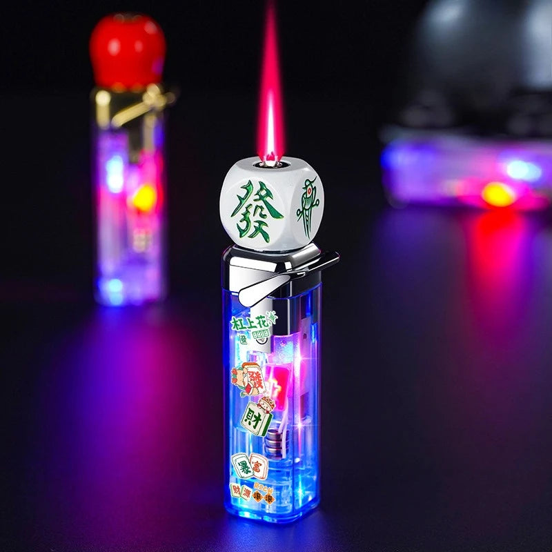 Rotating Dice LED Jet Flame Lighter - Windproof