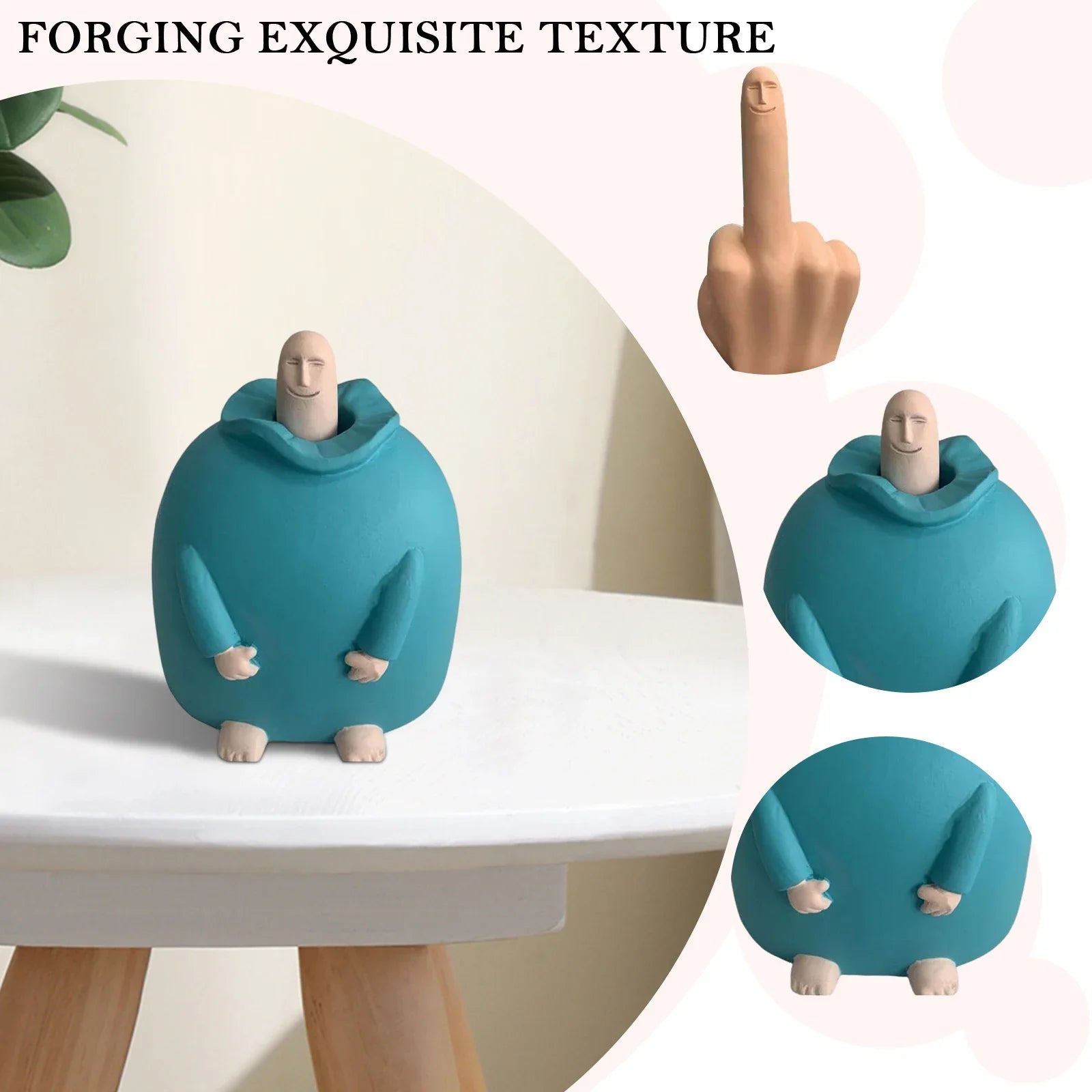 Happy Middle Finger Desk Decor – Funny Wooden Mood Lifter