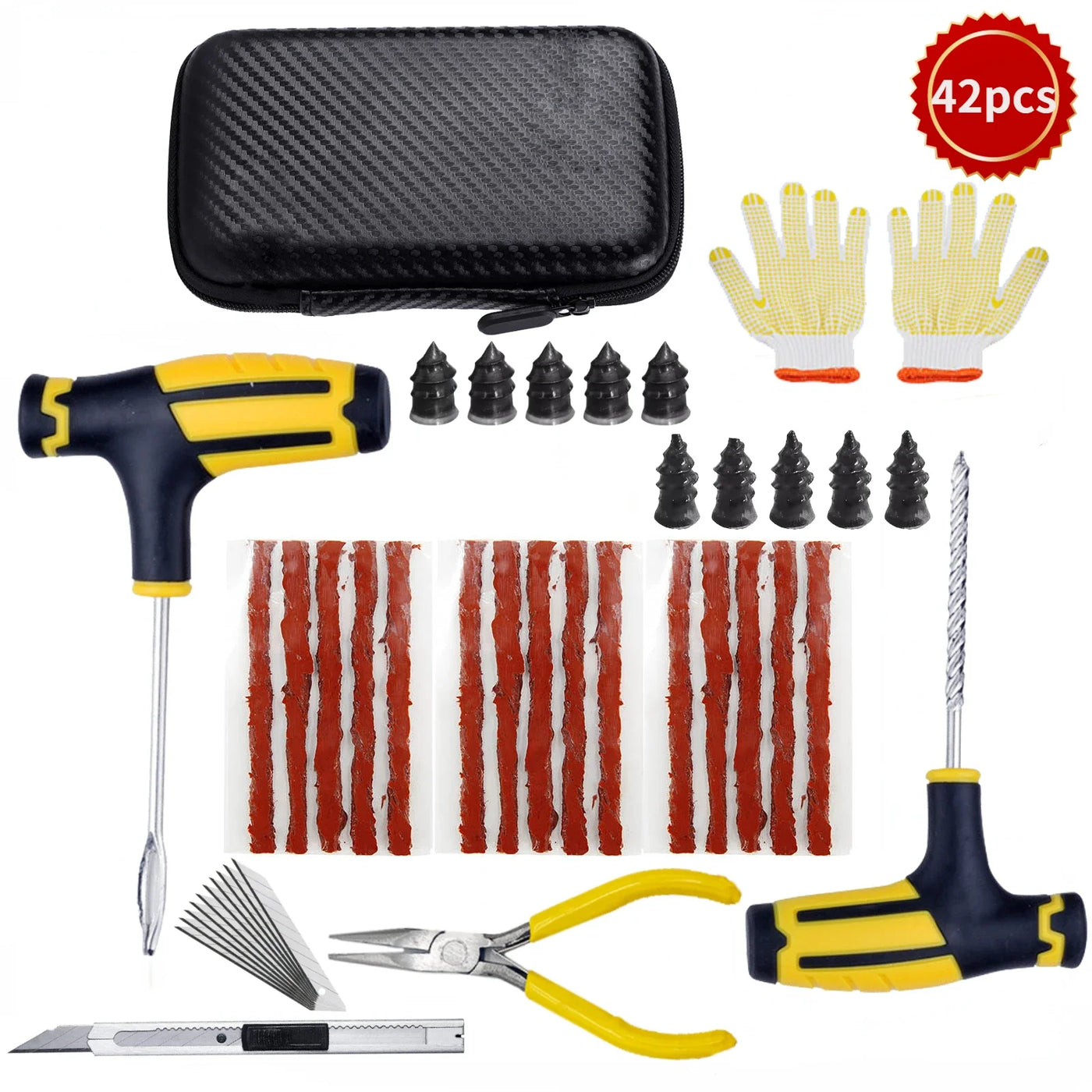 Complete Tire Repair Plug Kit with Case