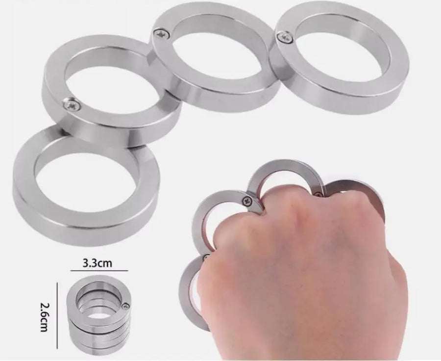 4x Stainless Steel Hiking Defense Rotatable Folding Ring Buckle