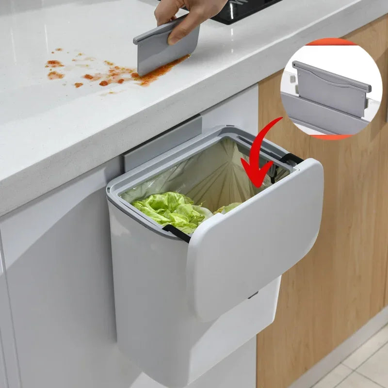 Space-Saving Wall-Mounted Smart Lid Trash Bin