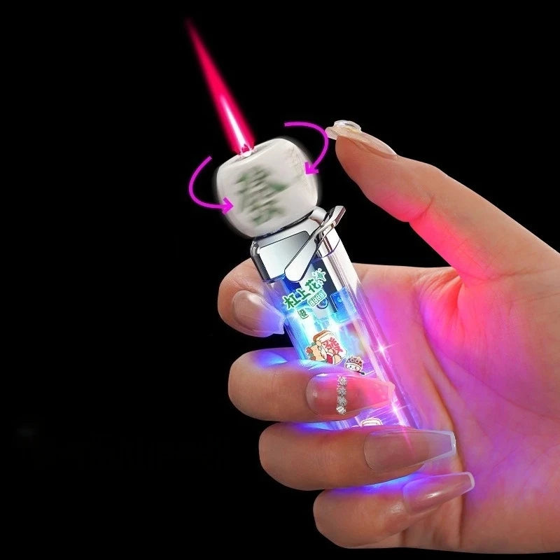 Rotating Dice LED Jet Flame Lighter - Windproof