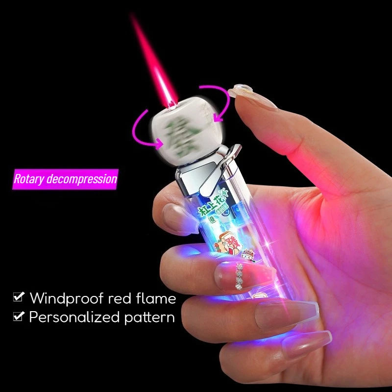 Rotating Dice LED Jet Flame Lighter - Windproof