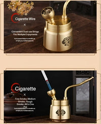 Artisan Brass Pipe Incense Burner Desk Decor