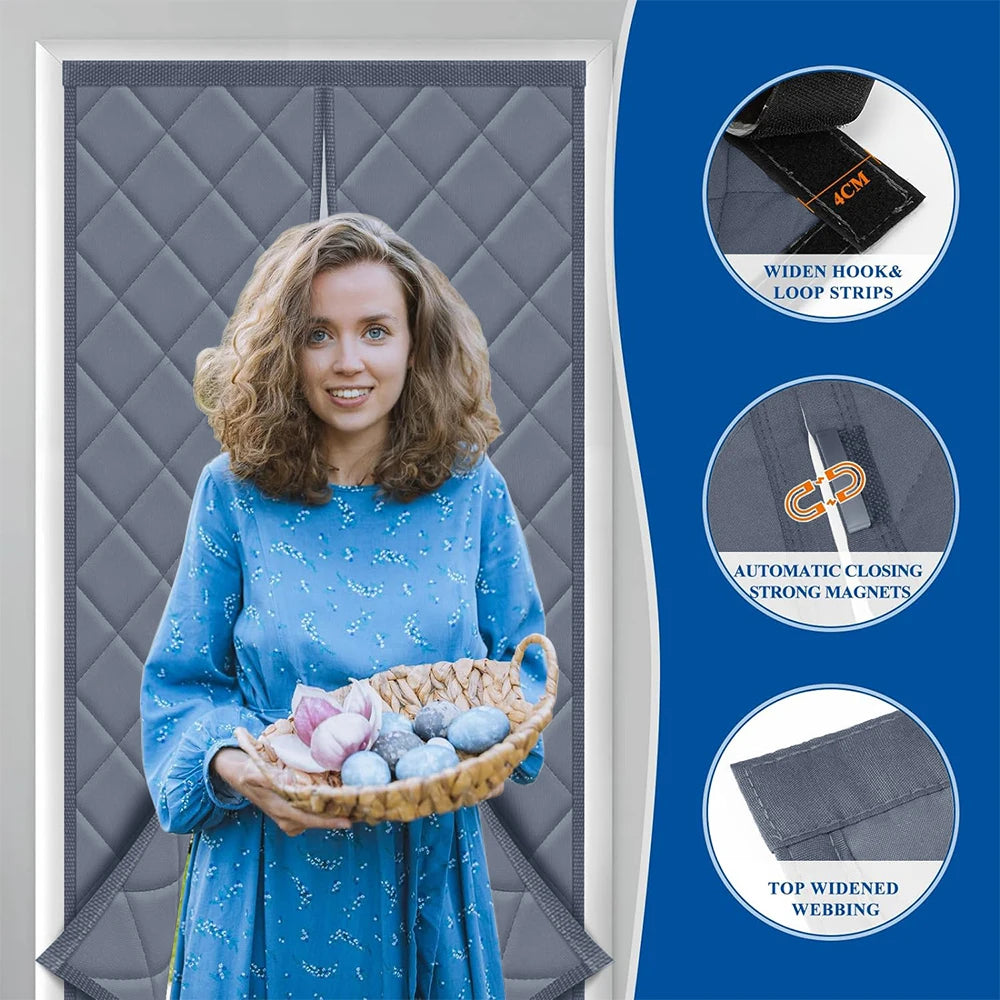 Magnetic Thermal Door Curtain Draft & Noise Blocker