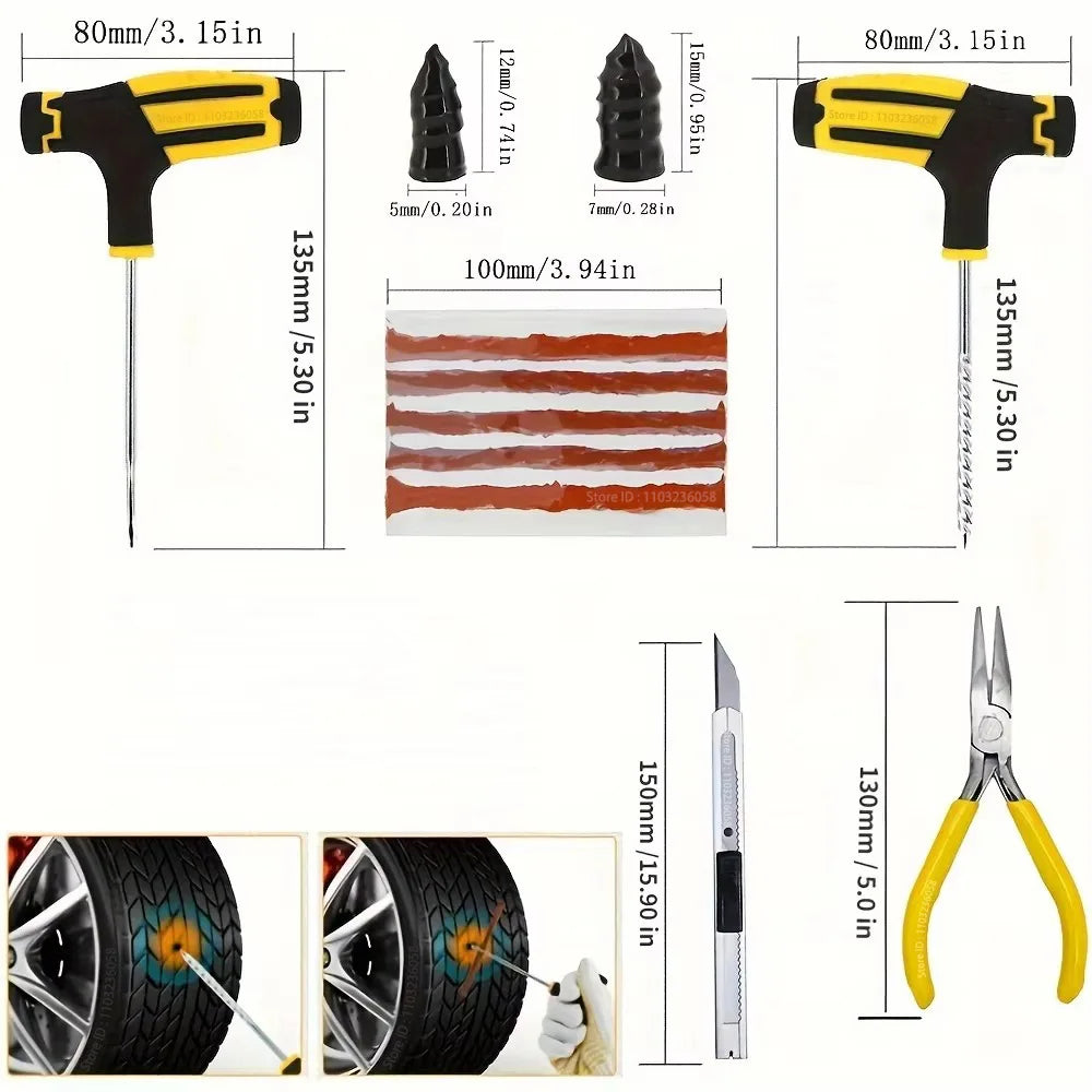 Complete Tire Repair Plug Kit with Case