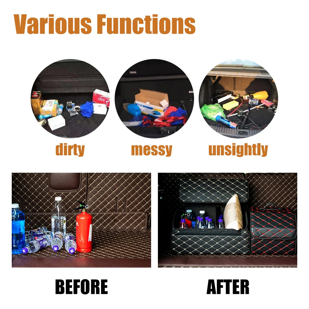 Folding Leather Car Trunk Organizer