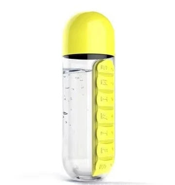 Portable Water Bottle with Daily Pill Organizer