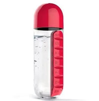 Portable Water Bottle with Daily Pill Organizer