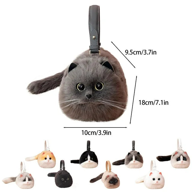 Realistic Handmade Furry Cat Shoulder Bag
