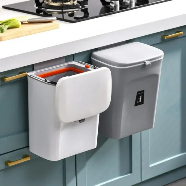 Space-Saving Wall-Mounted Smart Lid Trash Bin