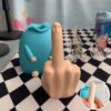 Happy Middle Finger Desk Decor – Funny Wooden Mood Lifter